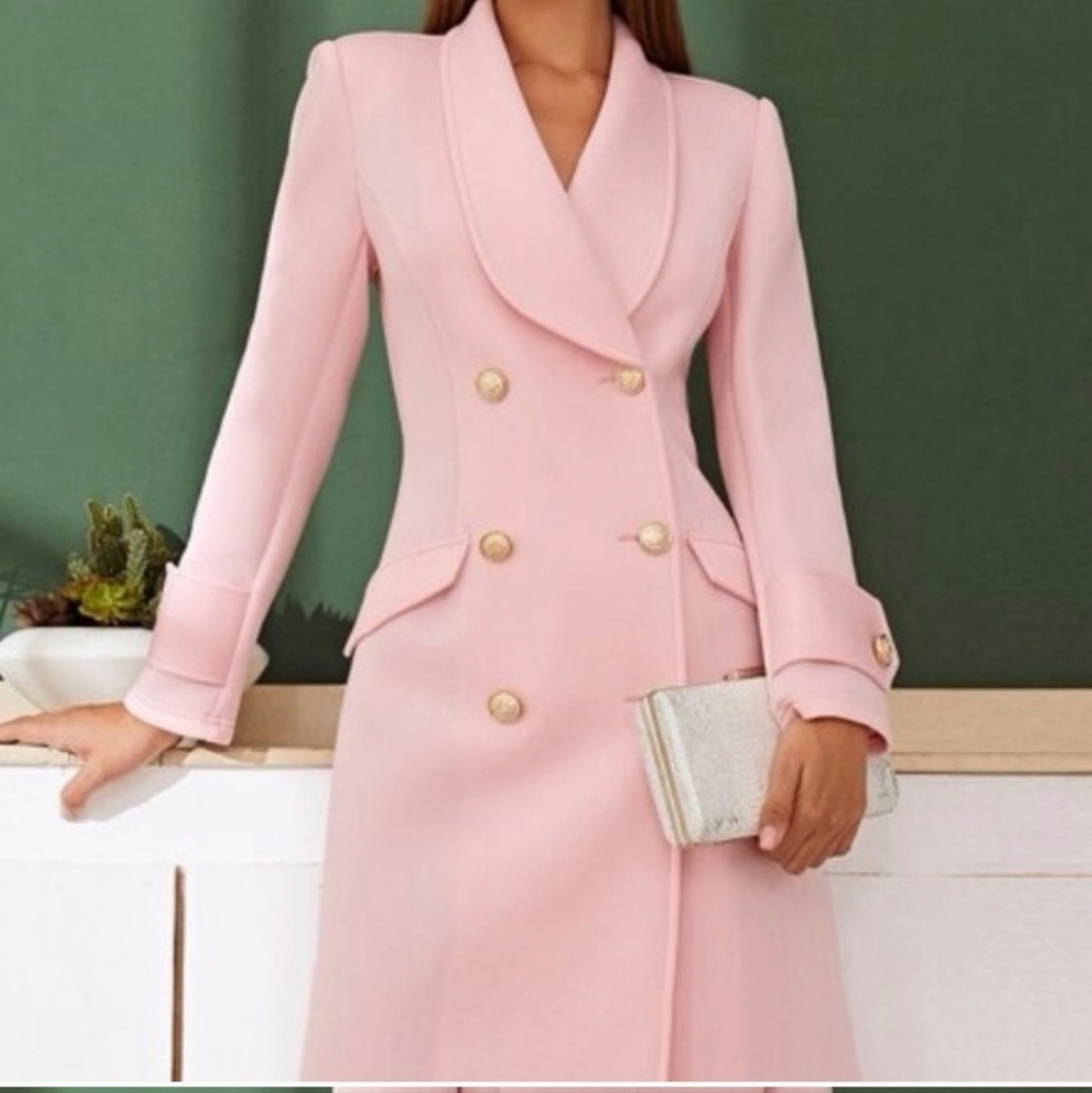 Baby Pink Double-Breasted Dress